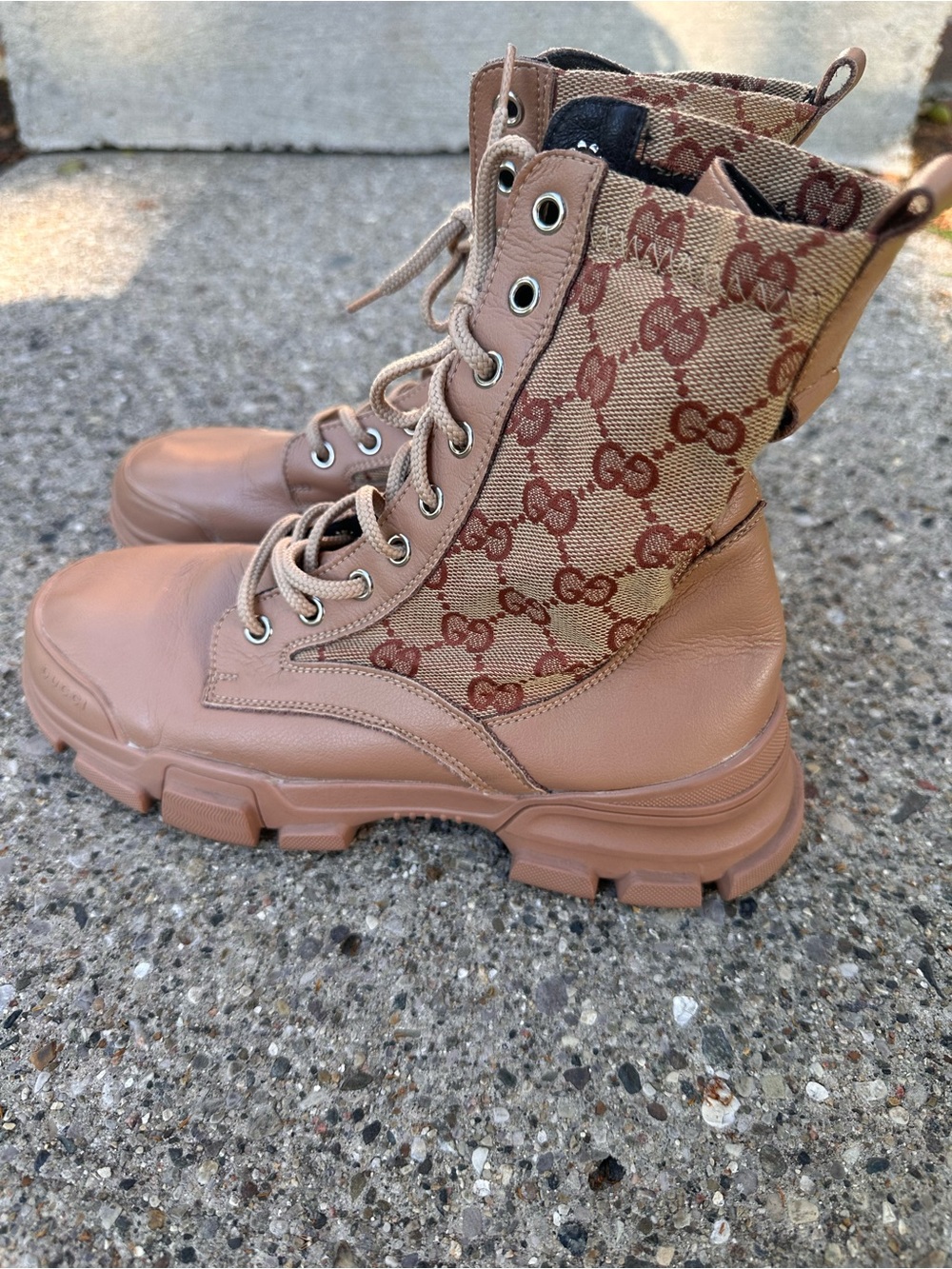 Unbranded Tan Canvas Lace-Up Lightweight Combat Boots Size 8